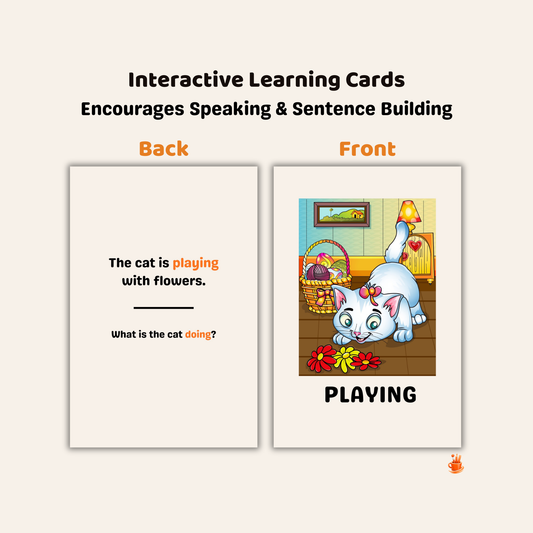 30 Printable Action Verbs Flashcards What Is the Cat Doing?