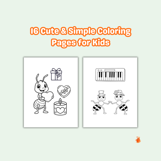 16 Cute & Simple Ant Coloring Book