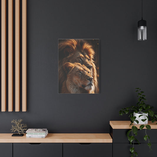 Lion Couple Matte Canvas Wall Art