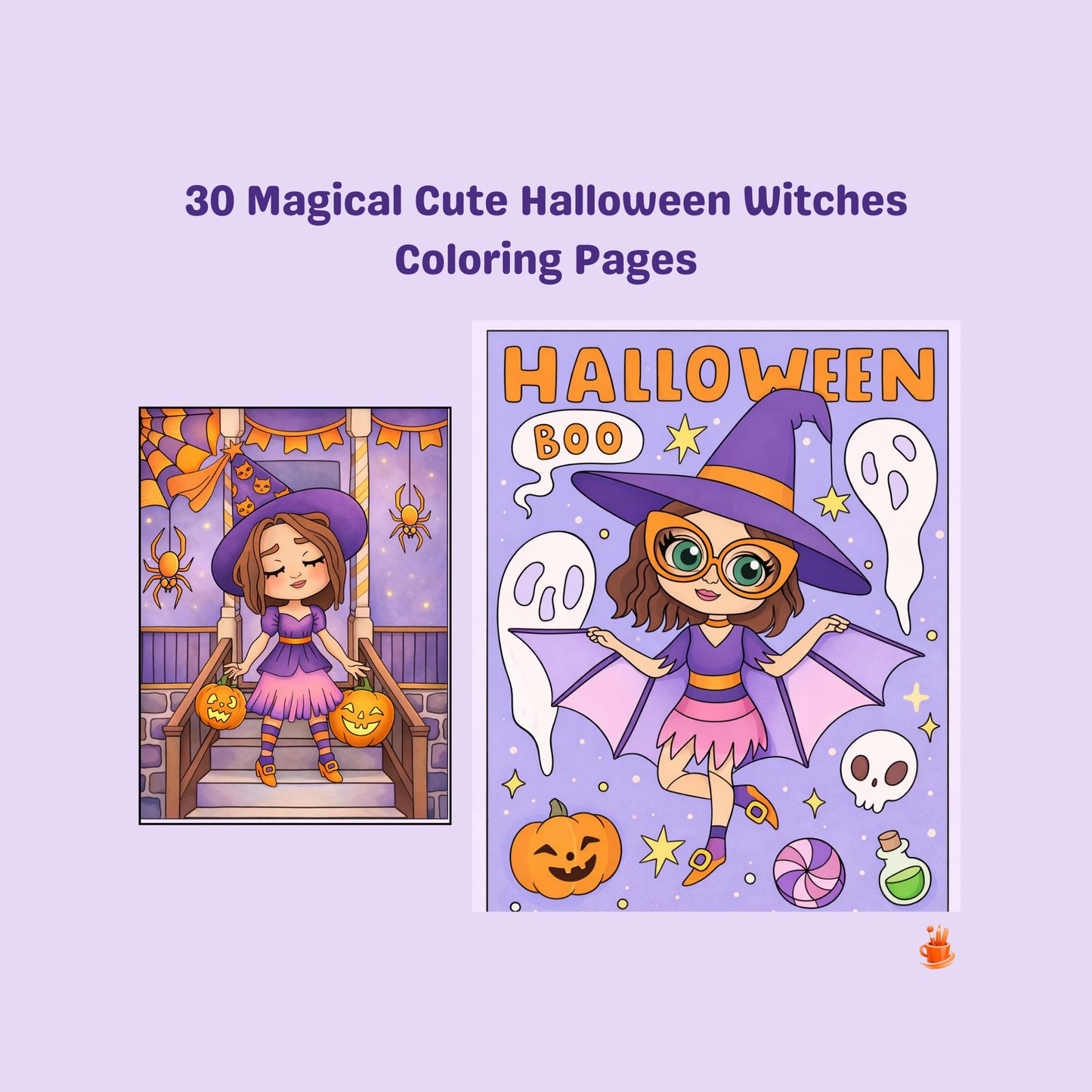 30 Magical Cute Halloween Witches Coloring Pages