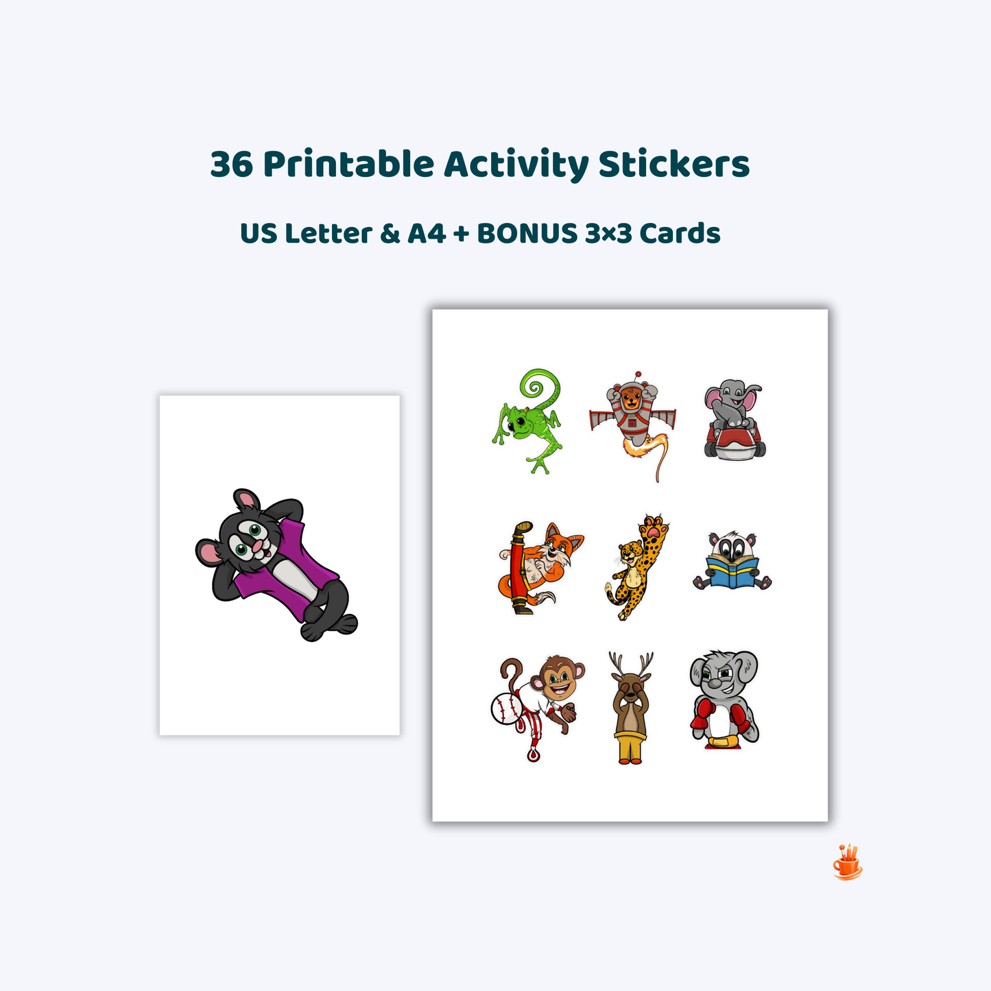 36 Printable Activity Stickers