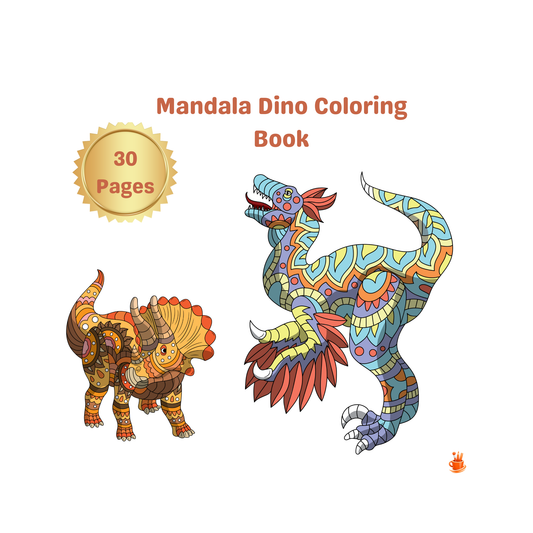 30 Mandala Dino Coloring Book