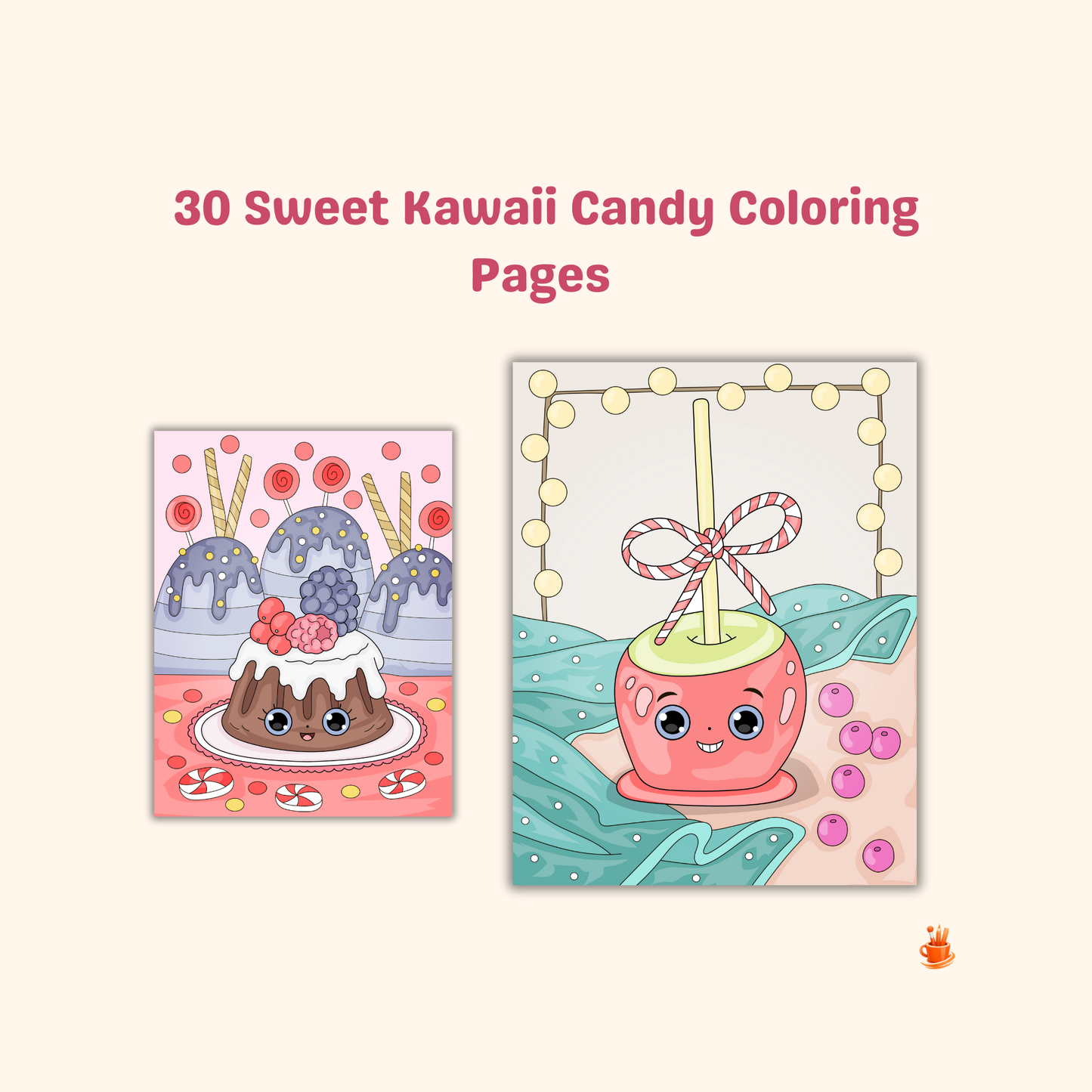 30 Sweet Kawaii Candy Coloring Pages