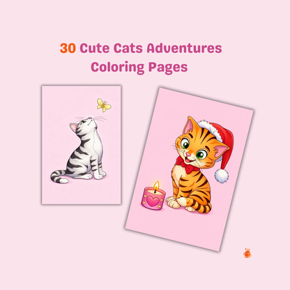 30 Cute Cats Adventures Coloring Pages