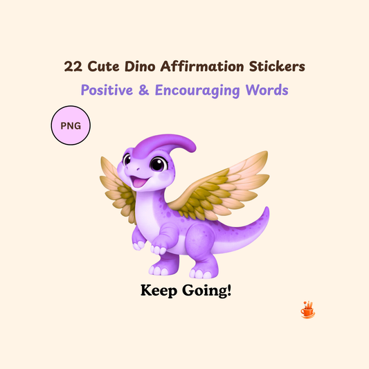 22 Cute Dino Affirmation Stickers