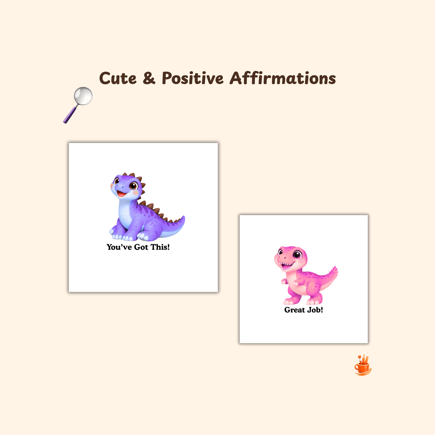 22 Cute Dino Affirmation Stickers