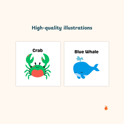 22 Cute Ocean Animals Printable Flashcards