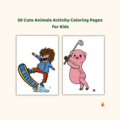 30 Cute Animals Activity Coloring Pages for Kids