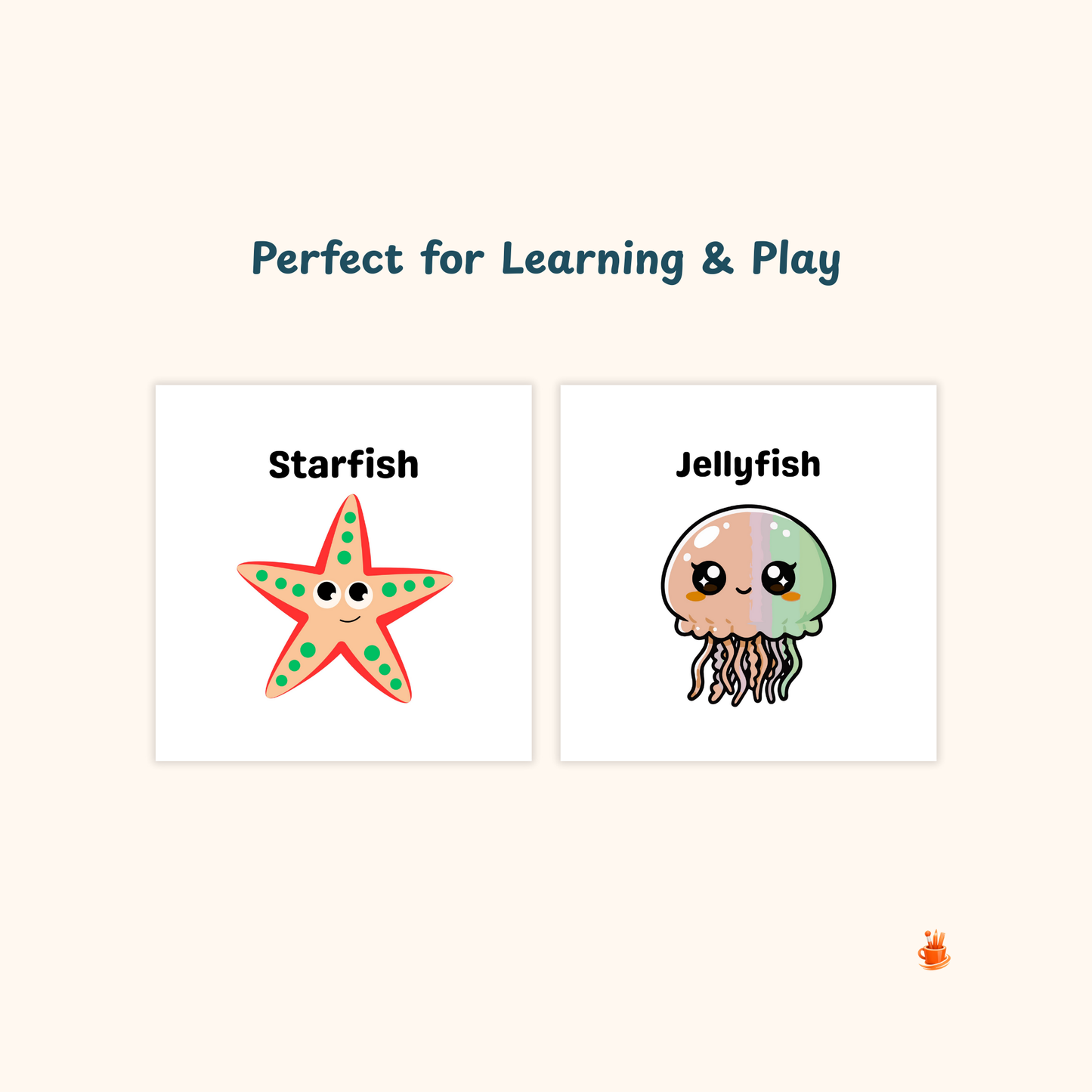 22 Cute Ocean Animals Printable Flashcards