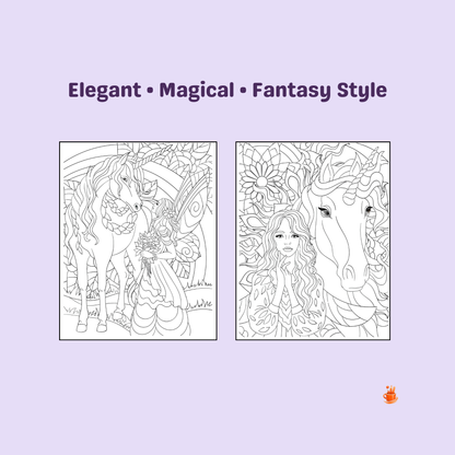 30 Magical Fairy Dreams with Unicorns  Coloring Pages