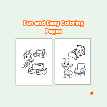16 Cute & Simple Ant Coloring Book