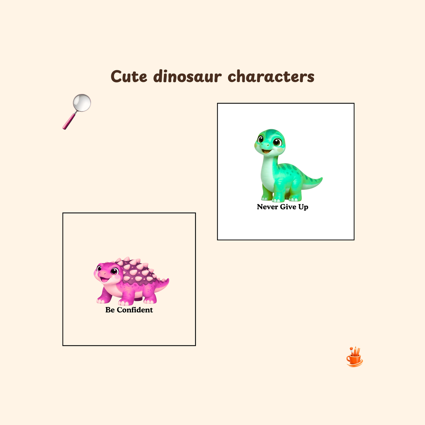 22 Cute Dino Affirmation Stickers