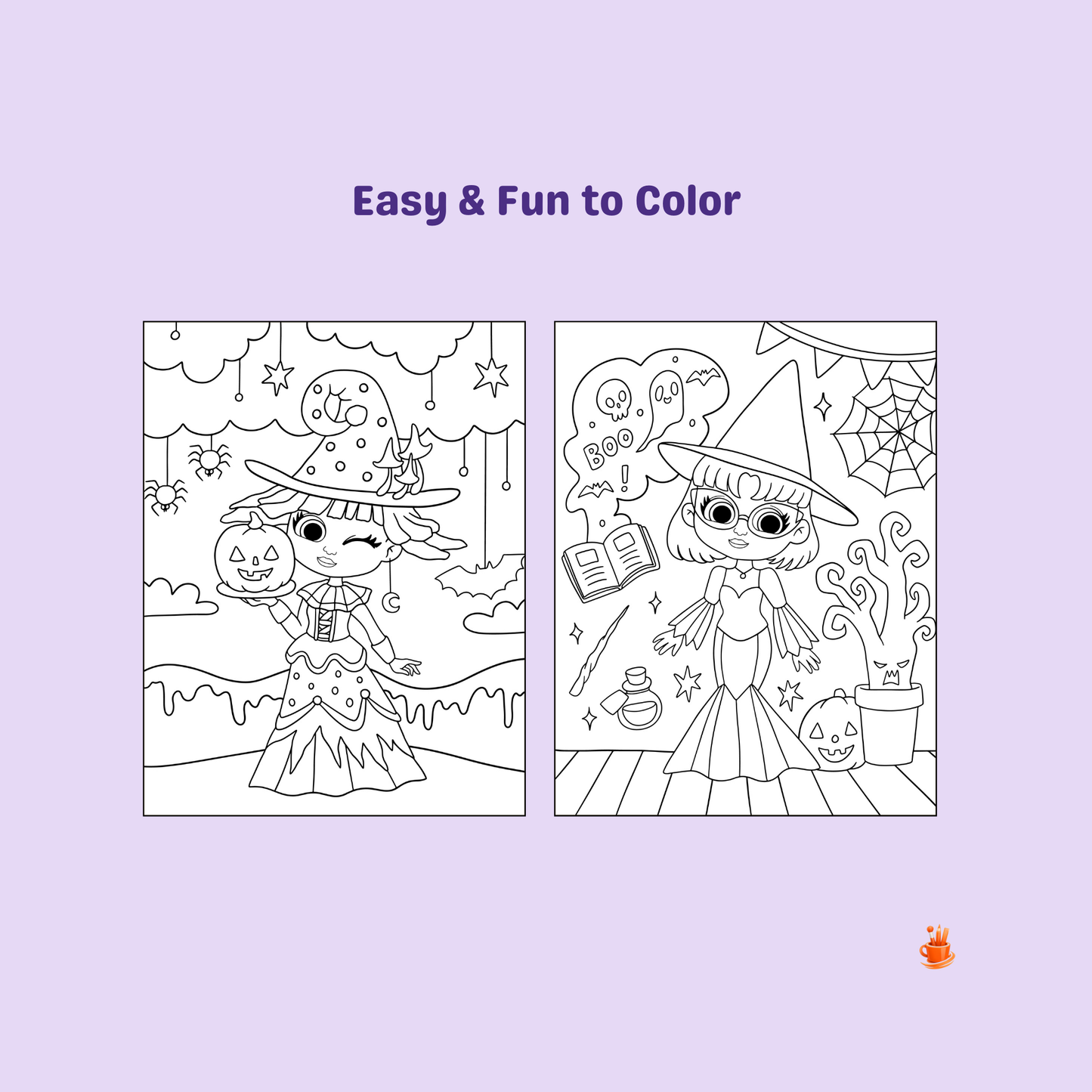 30 Magical Cute Halloween Witches Coloring Pages