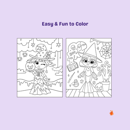 30 Magical Cute Halloween Witches Coloring Pages