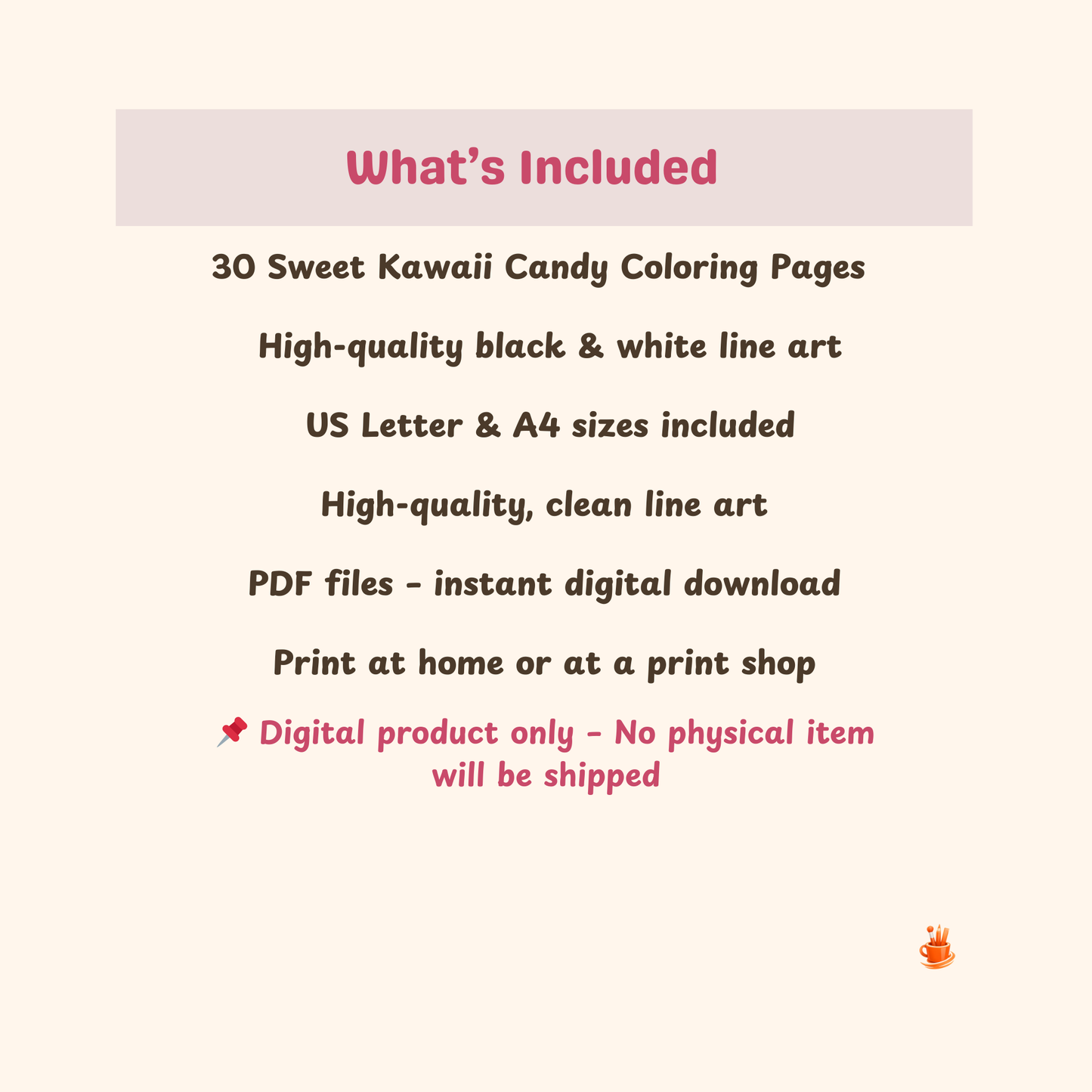 30 Sweet Kawaii Candy Coloring Pages