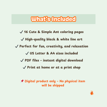 16 Cute & Simple Ant Coloring Book