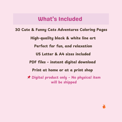 30 Cute Cats Adventures Coloring Pages
