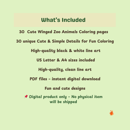 30 Cute Winged Zoo Animals Coloring pages