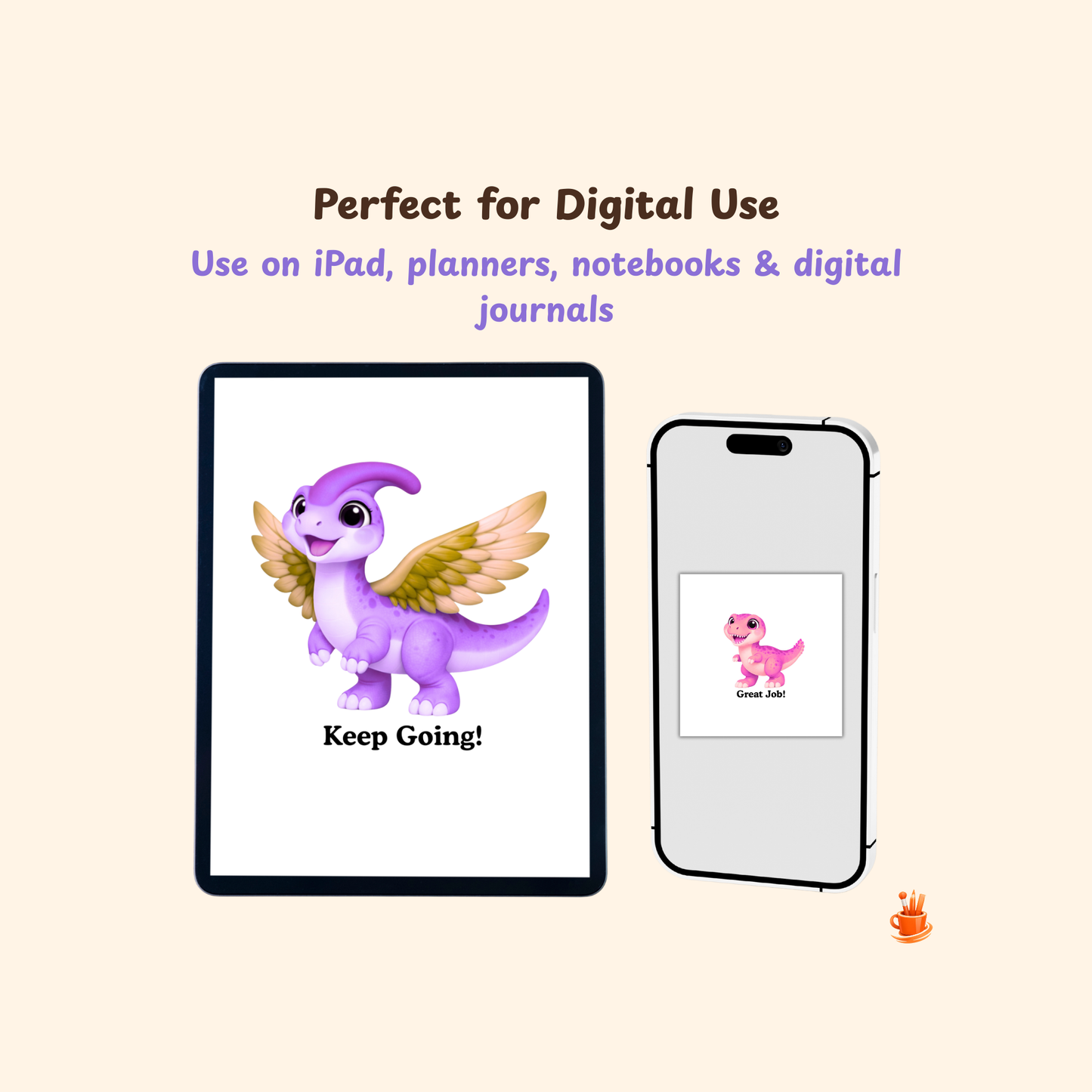 22 Cute Dino Affirmation Stickers