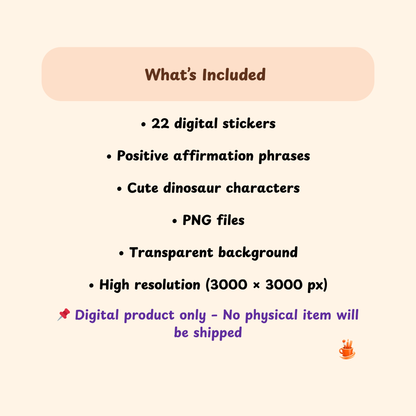 22 Cute Dino Affirmation Stickers