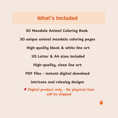 30 Mandala Animals Coloring Book