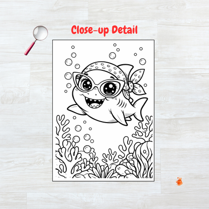 55 Kawaii Ocean Animals Coloring Book 2 Versions (2 in 1)
