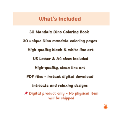 30 Mandala Dino Coloring Book