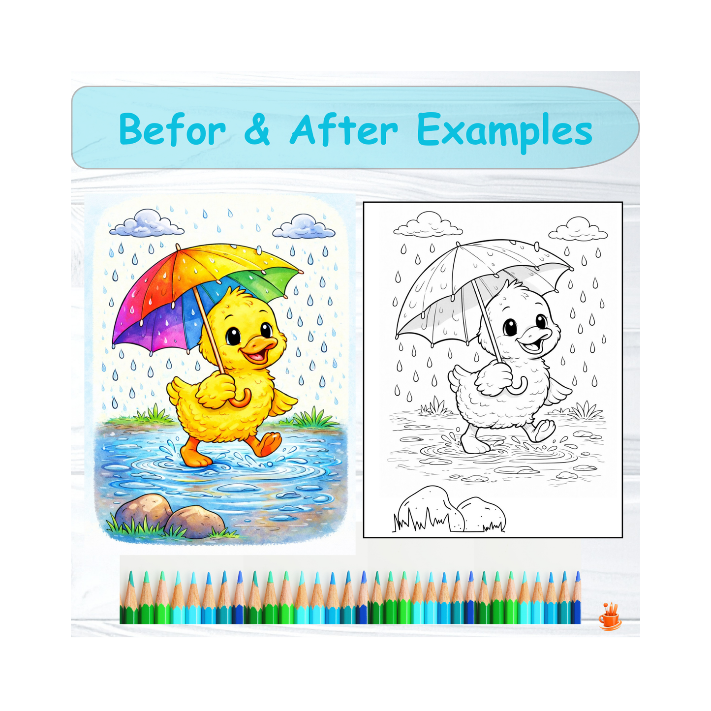 40 Cute Animals Coloring Book + Cover Book Bonus