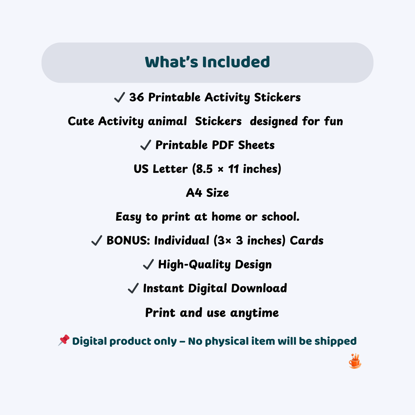 36 Printable Activity Stickers