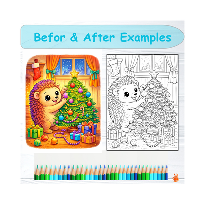 40 Cute Animals Coloring Book + Cover Book Bonus