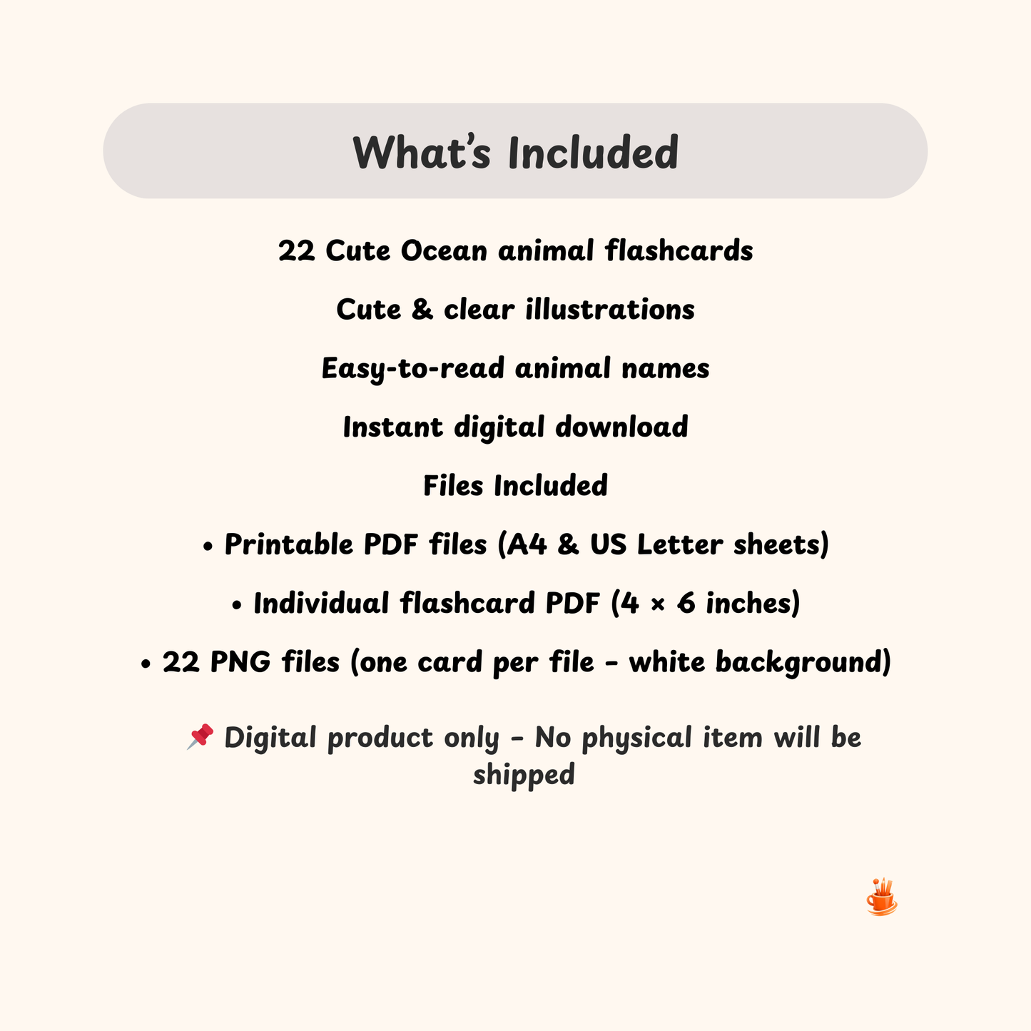 22 Cute Ocean Animals Printable Flashcards