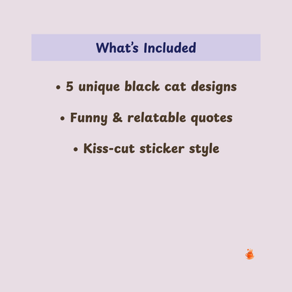 Sassy Black Cat Sticker 5 Set Bundle