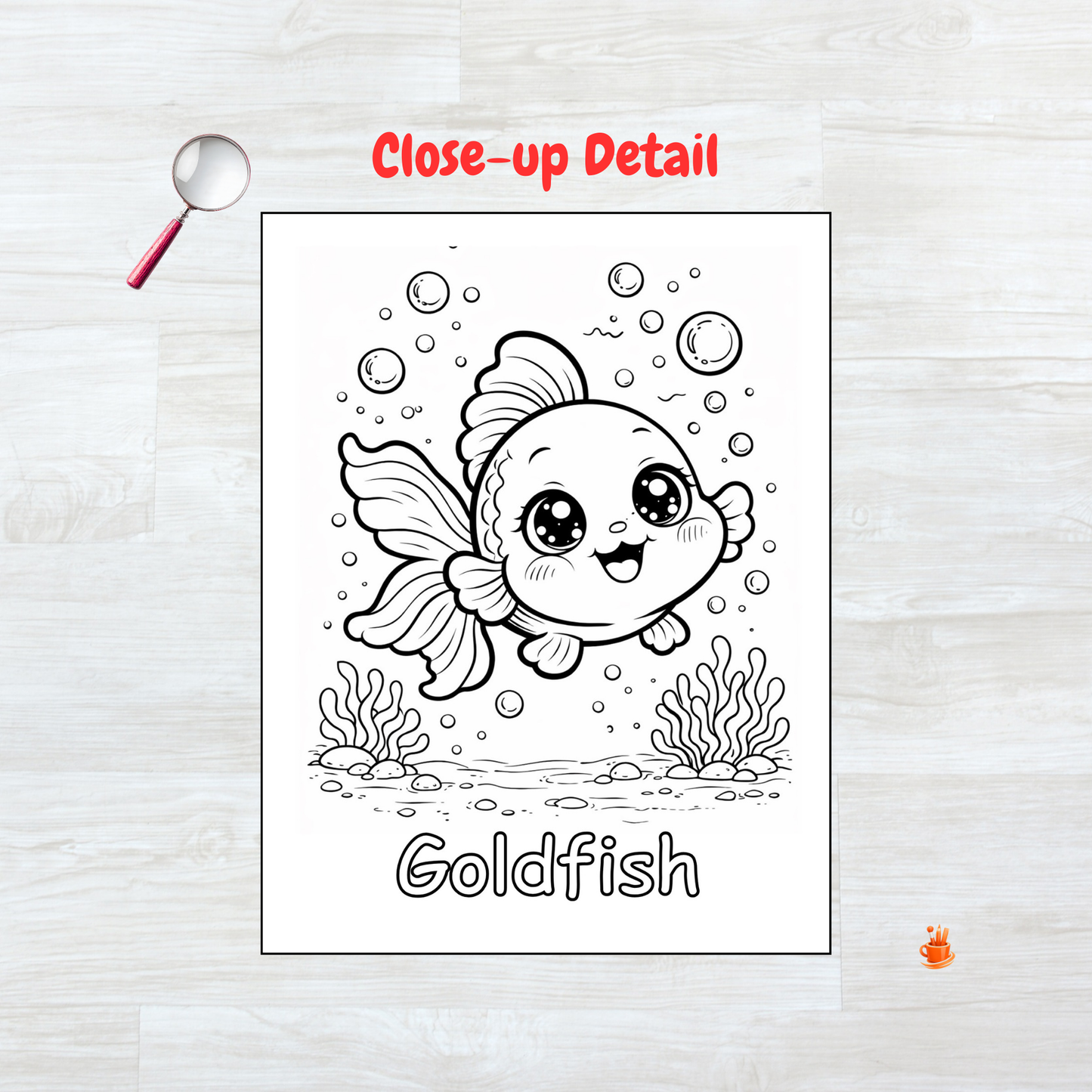 55 Kawaii Ocean Animals Coloring Book 2 Versions (2 in 1)