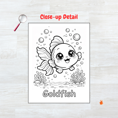 55 Kawaii Ocean Animals Coloring Book 2 Versions (2 in 1)