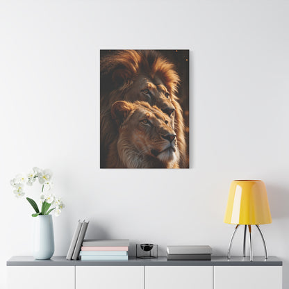 Lion Couple Matte Canvas Wall Art