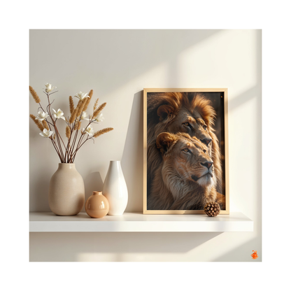 Lion Couple Matte Canvas Wall Art